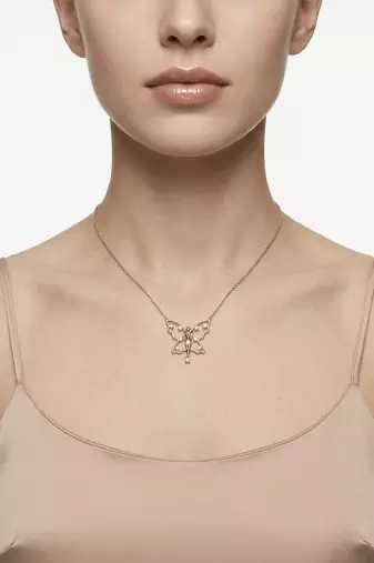 925 sterling silver dainty rose gold butterfly fairy pendant necklace for women