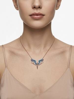 925 sterling silver rose gold turquoise & sapphire blue winged necklace for women 2