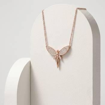 925 sterling silver rose gold pavé dragonfly pendant necklace for women 1