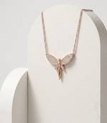 925 sterling silver rose gold pavé dragonfly pendant necklace for women