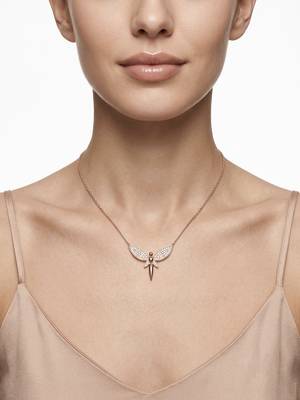 925 sterling silver rose gold pavé dragonfly pendant necklace for women 4