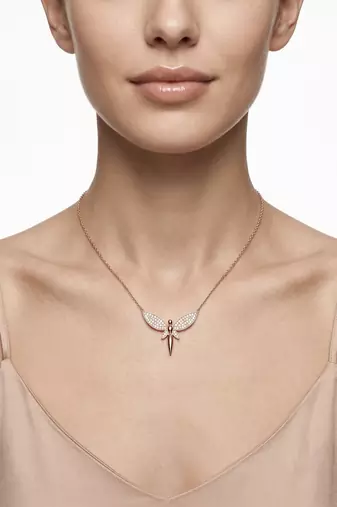925 sterling silver rose gold pavé dragonfly pendant necklace for women