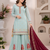 sky blue color embroidery sequences work georgette salwar suit