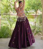 WIne Navratri Cora Cotton Embroidered Lehenga Set