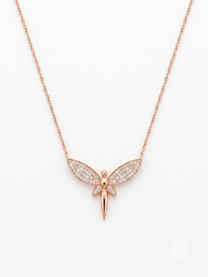 925 sterling silver rose gold pavé dragonfly pendant necklace for women 5