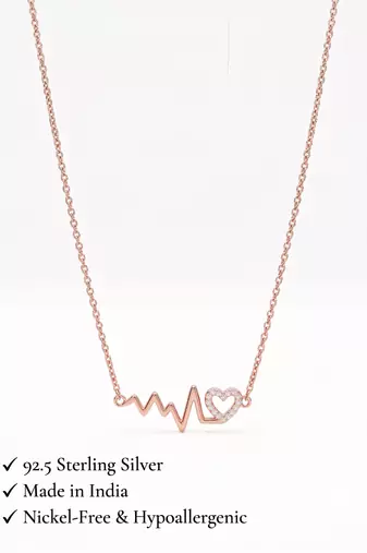 925 sterling silver heartbeat heart necklace for women