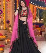 BLACK SEQUINS & EMBROIDERED GEORGETTE LEHENGA CHOLI DUPATTA