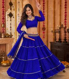 BLUE LEHERIYA PRINT GEORGETTE  LEHENGA CHOLI DUPATTA