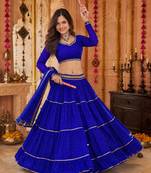 BLUE LEHERIYA PRINT GEORGETTE  LEHENGA CHOLI DUPATTA