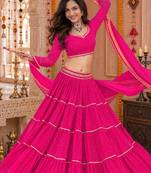 PINK LEHERIYA PRINT GEORGETTE LEHENGA CHOLI DUPATTA