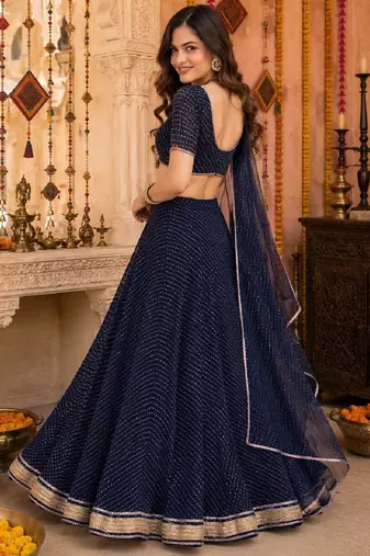 BALCK LEHERIYA PRINT GEORGETTE  LEHENGA CHOLI DUPATTA