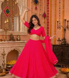 PINK LEHERIYA PRINT GEORGETTE LEHENGA CHOLI DUPATTA