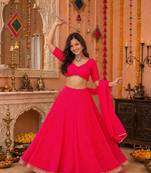 PINK LEHERIYA PRINT GEORGETTE LEHENGA CHOLI DUPATTA