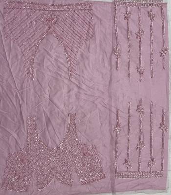 light lavender color Motif Crystal and Sequins work net Lehenga Choli set 5