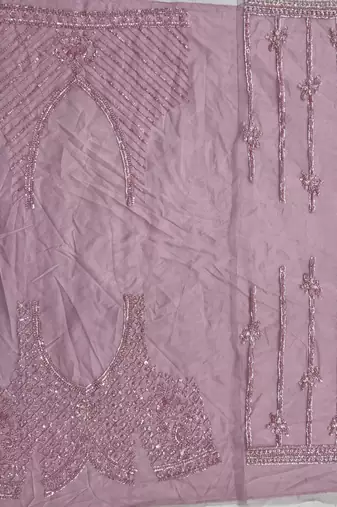 light lavender color Motif Crystal and Sequins work net Lehenga Choli set