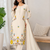 white color embroidery  work silk blend salwar suit