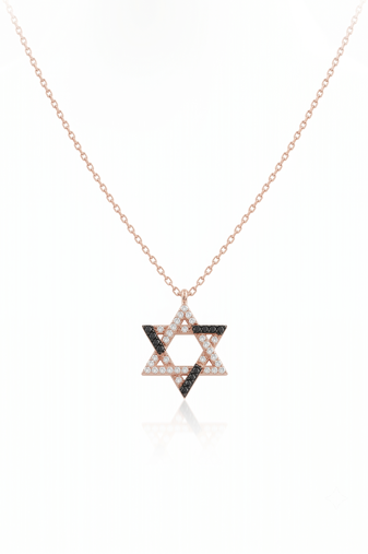 925 sterling silver black & white star necklace for women