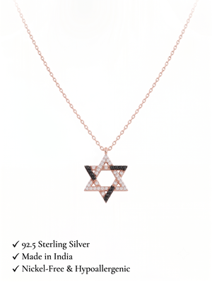 925 sterling silver black & white star necklace for women 4
