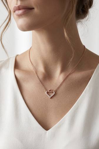 925 sterling silver sparkling heart necklace for women