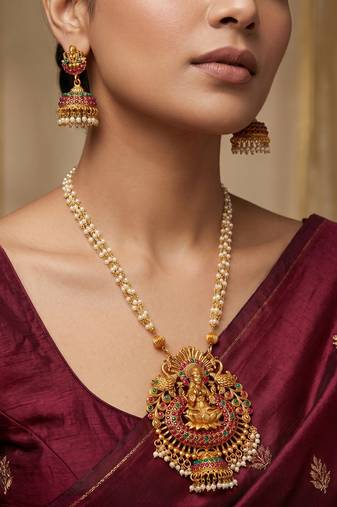 multicolor Traditinal Gold Plated Alloy Necklace