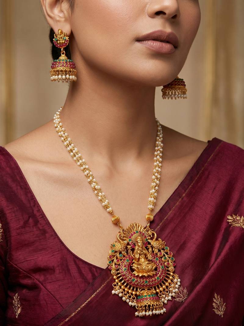 multicolor Traditinal Gold Plated Alloy Necklace