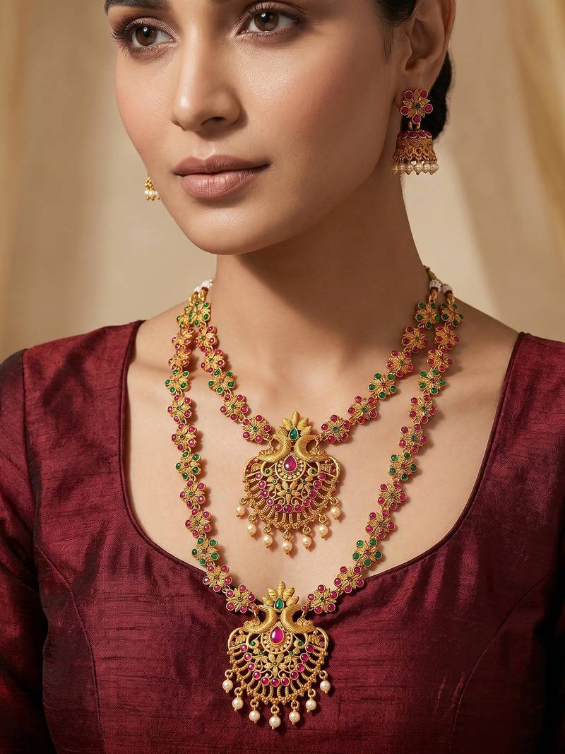 multicolor Traditinal Gold Plated Alloy Necklace
