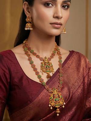 multicolor Traditinal Gold Plated Alloy Necklace 1