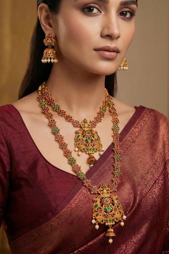 multicolor Traditinal Gold Plated Alloy Necklace