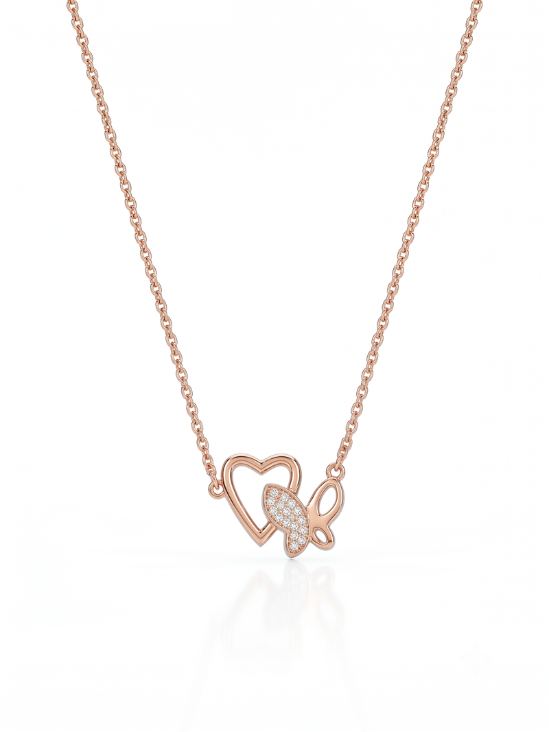 925 sterling silver butterfly heart necklace for women