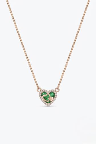 925 sterling silver emerald heart necklace for women