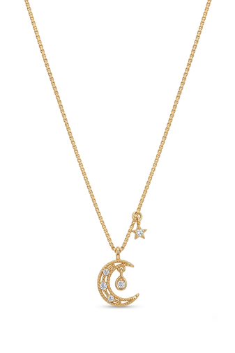 925 sterling silver moon & star necklace for women