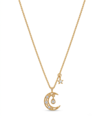925 sterling silver moon & star necklace for women