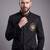 Black suede embroidered bandhgala suit for men