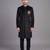 Black suede embroidered nawabi suit for men