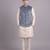 Blue suede embroidered nehru jacket for men