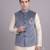 Blue suede embroidered nehru jacket for men