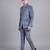 Blue suede embroidered bandhgala suit for men