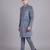 Blue suede embroidered nawabi suit for men