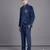 Navy blue suede embroidered bandhgala suit for men