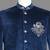 Navy blue suede embroidered nawabi suit for men