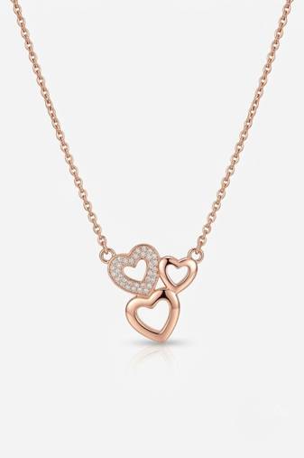 925 sterling silver forever together heart trio necklace for women