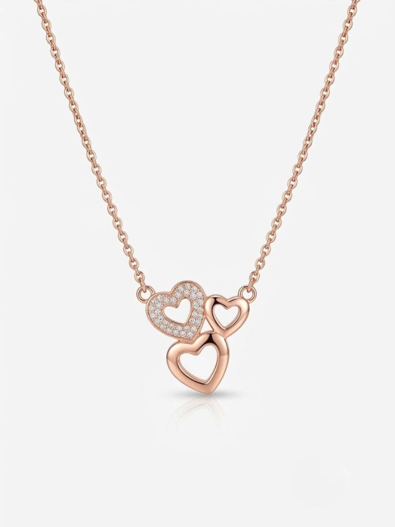 925 sterling silver forever together heart trio necklace for women