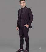 Deep wine embroidered open jodhpuri suit for men