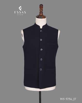 Navy blue embellished open jodhpuri suit for men 4