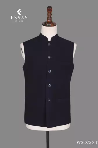 Navy blue embellished open jodhpuri suit for men