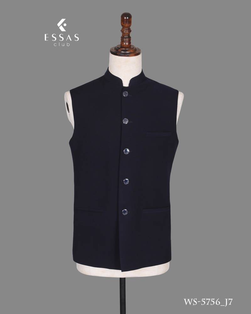 Navy blue embellished open jodhpuri suit for men