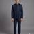 Peacock blue embroidered open jodhpuri suit for men