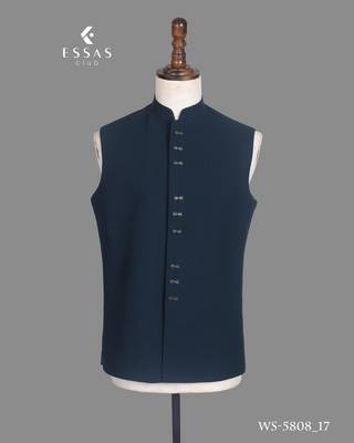 Peacock blue embroidered open jodhpuri suit for men 4