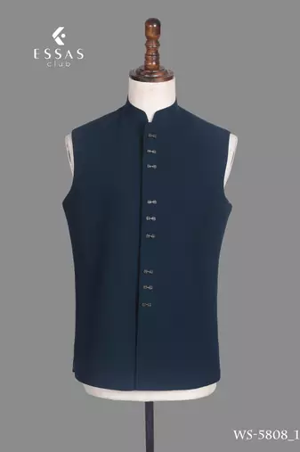 Peacock blue embroidered open jodhpuri suit for men