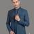 Peacock blue embroidered open indowestern suit for men